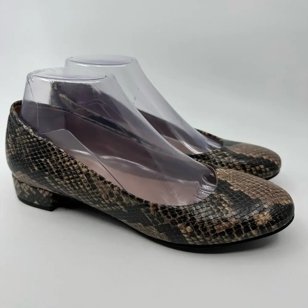 Easy Spirit Bell Snake Print Slip On Ballet Flats US 6.5-7 Leather Animal Print